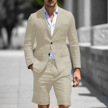 Casual Men's Suit Flat Linen Notch Lapel Tuxedos 2 piece