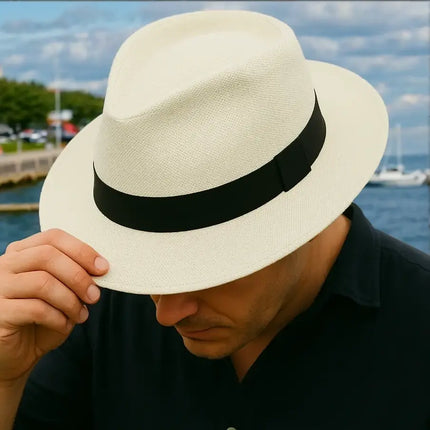 Classic Handmade Panama Hat Black Band Replica