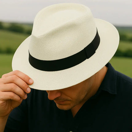 Classic Handmade Panama Hat Black Band Replica