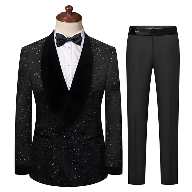 Men's 2-Piece Starry Black Smoking Suit
