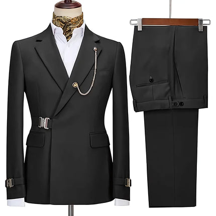 2 Piece Suit Men's Breasted Suit Notched Lapel Regular Fit Tuxedo (Blazer + Pants)