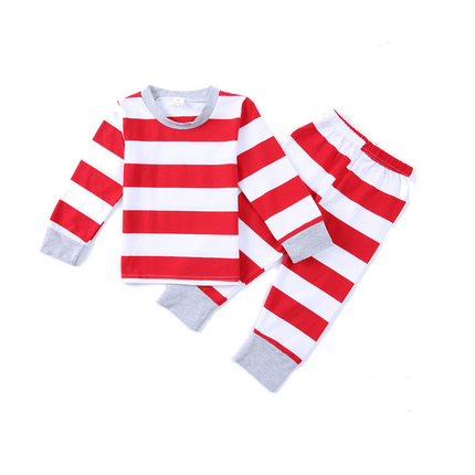 Matching Family Christmas Pajamas Holiday Red and White Striped Pajamas-Dog Pajamas