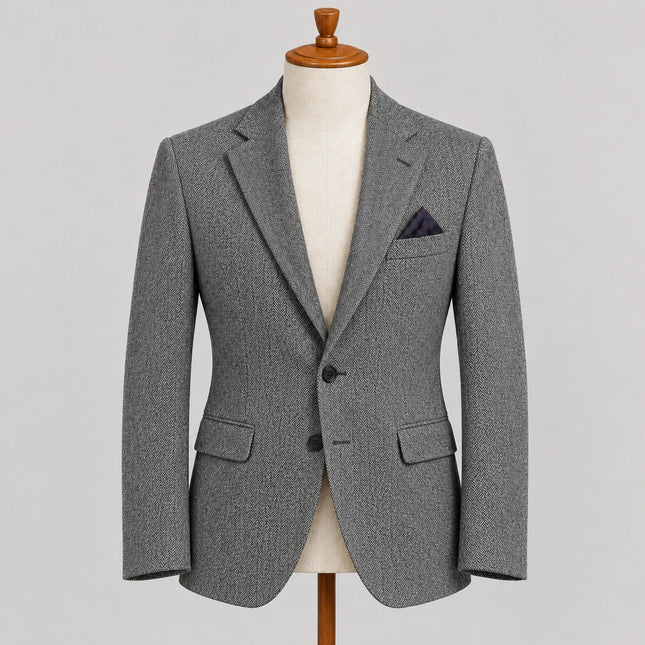 Sweetearing Men's Vintage Grey Herringbone Tweed Blazer – Peaky Blinders Inspired