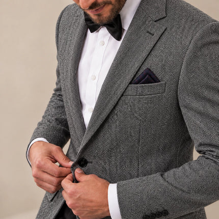 Sweetearing Men's Vintage Grey Herringbone Tweed Blazer – Peaky Blinders Inspired
