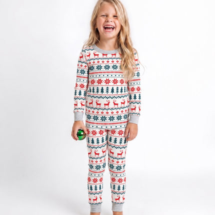 Reindeer and Snowflake Matching Family Christmas Pajamas with Dog Bandana