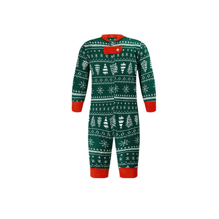 Green Tree and Snowflake Matching Family Christmas Pajamas-Dog clothes Included
