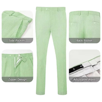Men's Summer Striped Seersucker 2 Piece Suits