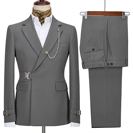 2 Piece Suit Men's Breasted Suit Notched Lapel Regular Fit Tuxedo (Blazer + Pants)