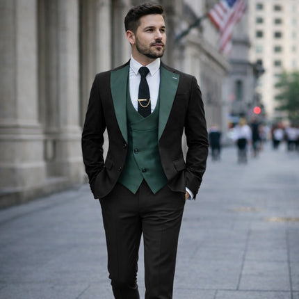 Mens' Notch Lapel Tuxedos Slim-Fitting  3 Pieces suit