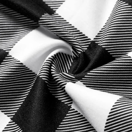 "2025 Family Christmas" Letter Print Black Long Sleeve Top with Black And White Plaid Pants Family Matching Pajamas