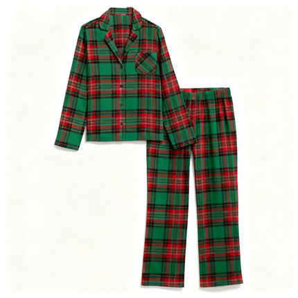 Holiday Family Green Plaid Christmas Pajamas Set