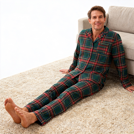 Family Christmas Plaid Button-Front Pajamas Sets