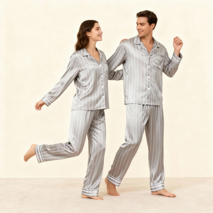 Elegant Satin Green Pajama Set for Couple
