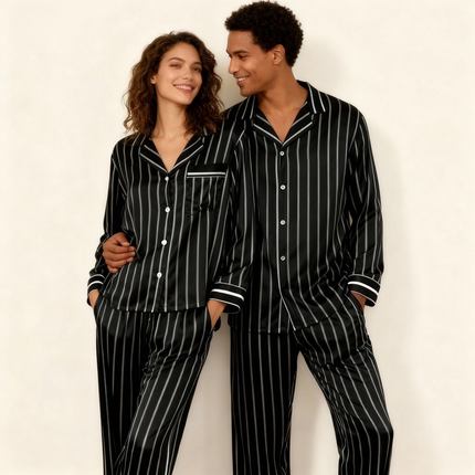 Elegant Satin Green Pajama Set for Couple