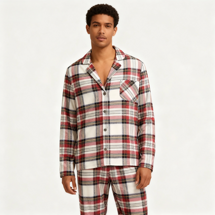 Christmas Pajamas Set Holiday Family Red Plaid Button-Front Pajamas