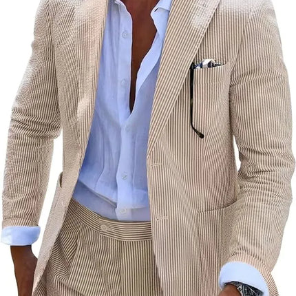 Men's Summer Striped Seersucker 2 Piece Suits