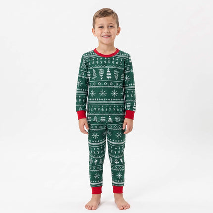 Green Tree and Snowflake Matching Family Christmas Pajamas-Dog clothes Included