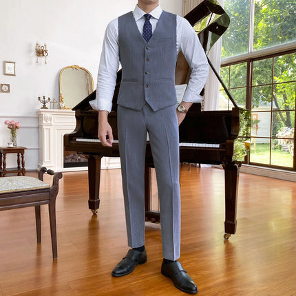 Fashion Double Breasted 2 pieces Mens Suit For Wedding (Vest+Pants)
