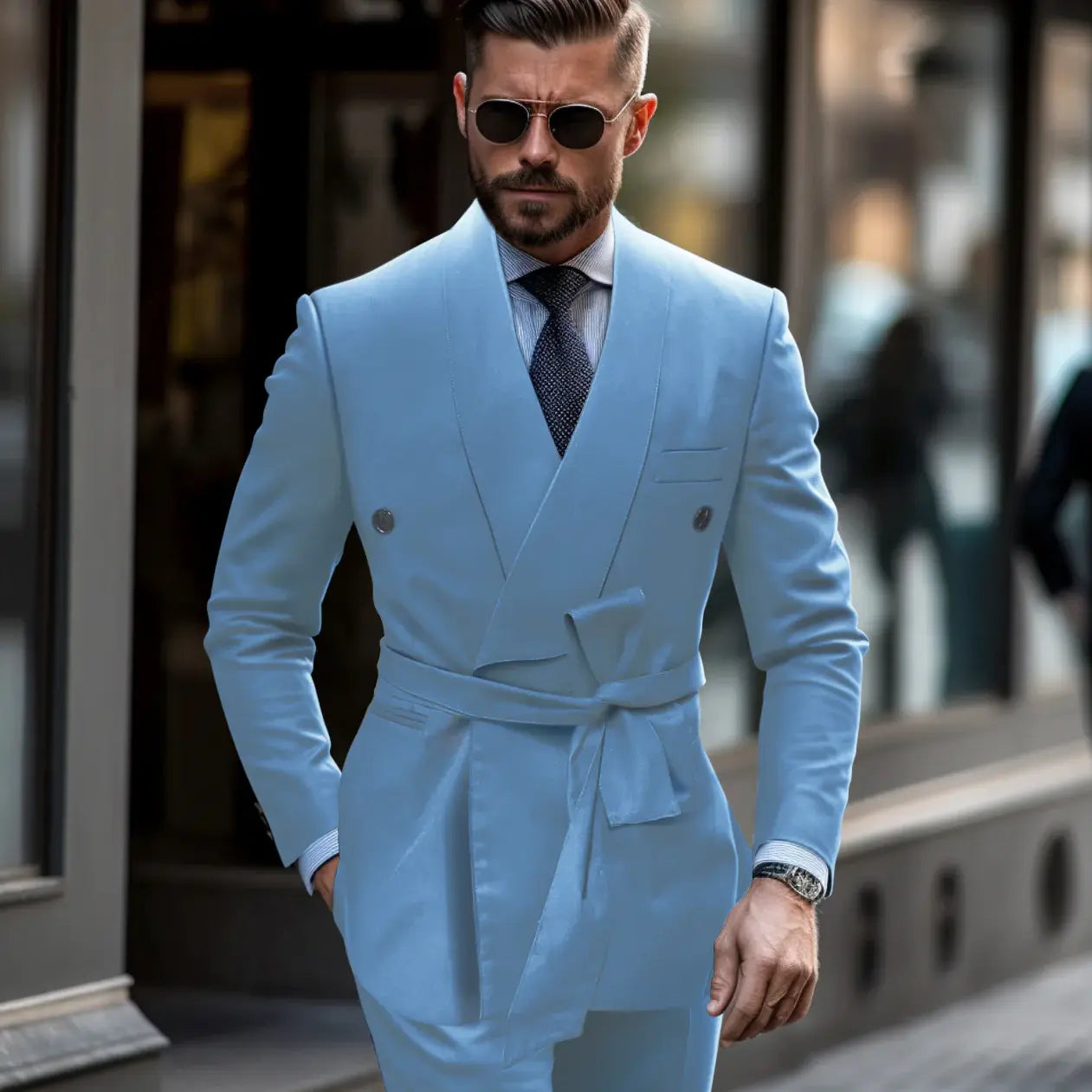 Light blue sales casual suit