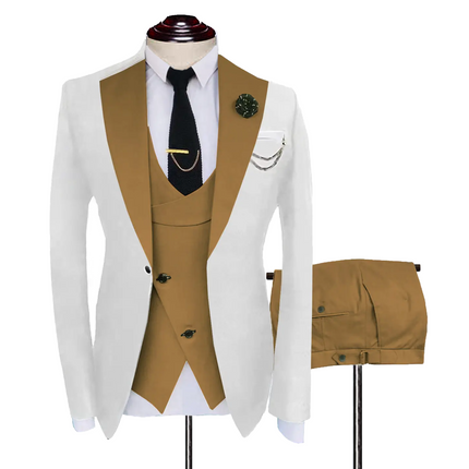 Sweetearing Men's Suits Slim Fit Notch Lapel Tuxedos 3 Pieces Suit