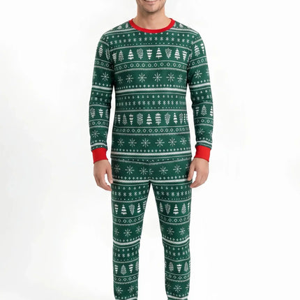 Green Tree and Snowflake Matching Family Christmas Pajamas-Dog clothes Included
