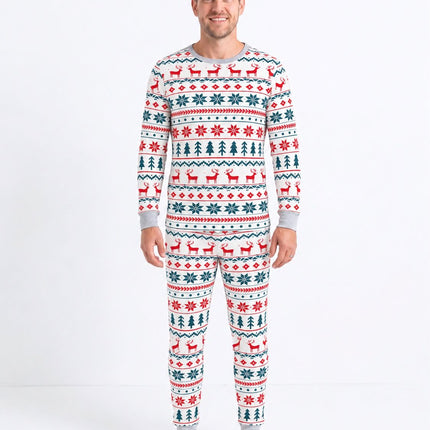 Reindeer and Snowflake Matching Family Christmas Pajamas with Dog Bandana