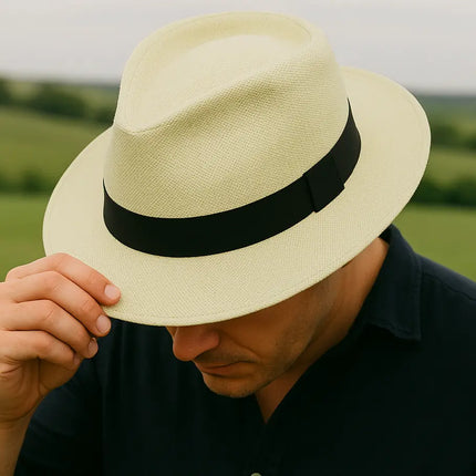 Classic Handmade Panama Hat Black Band Replica