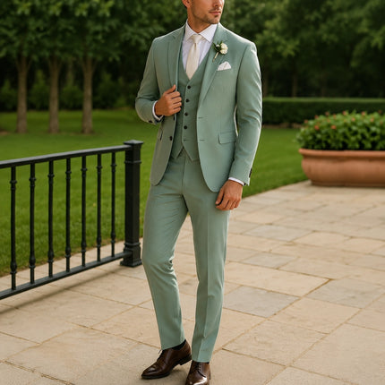 Men’s Tuxedo 3 Piece Wedding Suit Groom Wear Suit Gift – Slim Fit Single Breasted Blazer