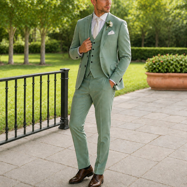 Men’s Tuxedo 3 Piece Wedding Suit Groom Wear Suit Gift – Slim Fit Single Breasted Blazer