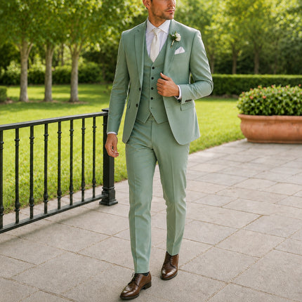 Men’s Tuxedo 3 Piece Wedding Suit Groom Wear Suit Gift – Slim Fit Single Breasted Blazer