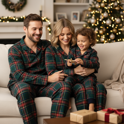 Family Christmas Plaid Button-Front Pajamas Sets