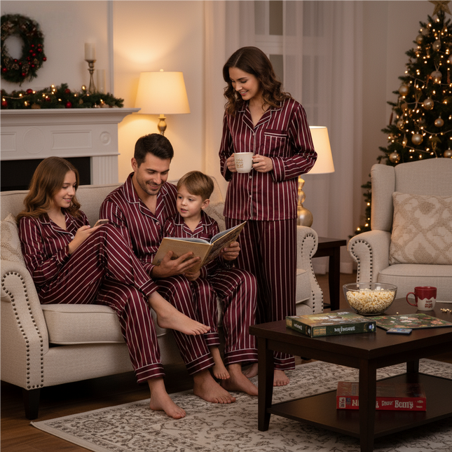 Elegant Satin Pajama Set for the Whole Family