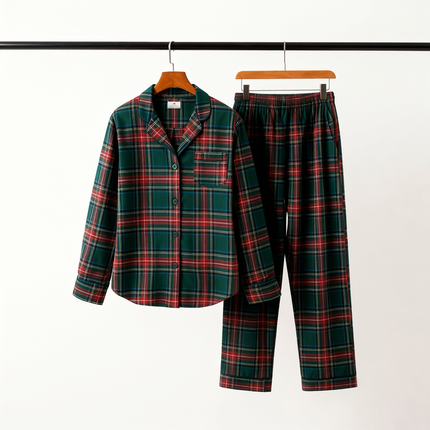 Family Christmas Plaid Button-Front Pajamas Sets