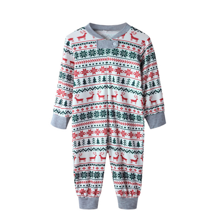 Reindeer and Snowflake Matching Family Christmas Pajamas with Dog Bandana