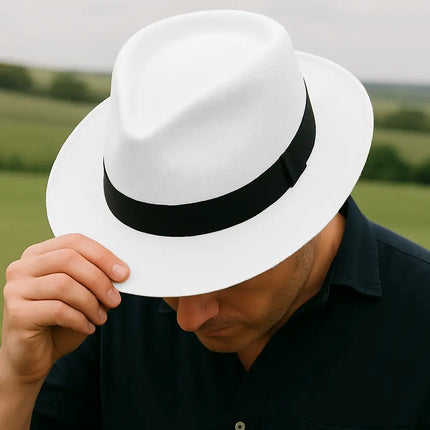 Classic Handmade Panama Hat Black Band Replica