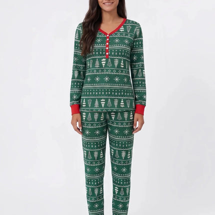 Green Tree and Snowflake Matching Family Christmas Pajamas-Dog clothes Included