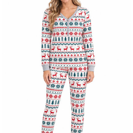 Reindeer and Snowflake Matching Family Christmas Pajamas with Dog Bandana