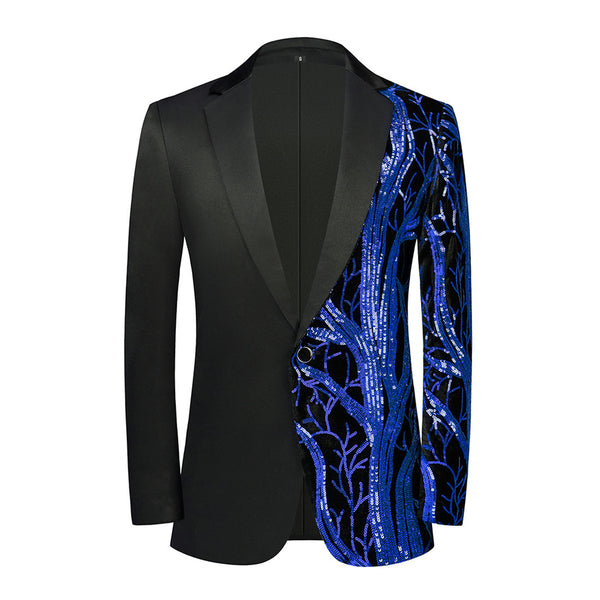 Men's 2-Pieces Branch Embroidered Sequin Jacket 2 Pieces Suit sweetearing Blue3XL Tuxedos, Formalwear, Wedding suits, Business suits, Slim-fit suits, Classic suits, Black-tie attire, Dinner jackets, Prom suits