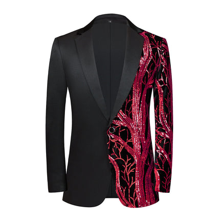 Men's 2-Pieces Branch Embroidered Sequin Jacket 2 Pieces Suit sweetearing Red3XL Tuxedos, Formalwear, Wedding suits, Business suits, Slim-fit suits, Classic suits, Black-tie attire, Dinner jackets, Prom suits