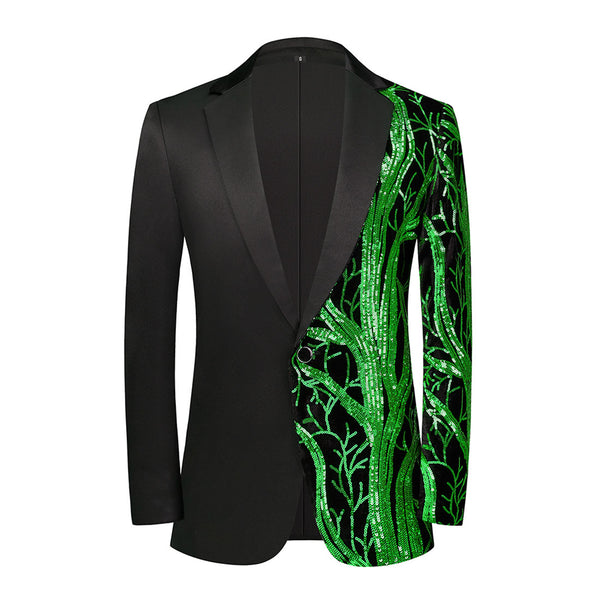 Men's 2-Pieces Branch Embroidered Sequin Jacket 2 Pieces Suit sweetearing Green3XL Tuxedos, Formalwear, Wedding suits, Business suits, Slim-fit suits, Classic suits, Black-tie attire, Dinner jackets, Prom suits