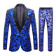 Men's 2-Piece Sequin Floral Embroidery Shawl Collar Tuxedo 5 Color 2 Pieces Suit sweetearing Blue3XL Tuxedos, Formalwear, Wedding suits, Business suits, Slim-fit suits, Classic suits, Black-tie attire, Dinner jackets, Prom suits