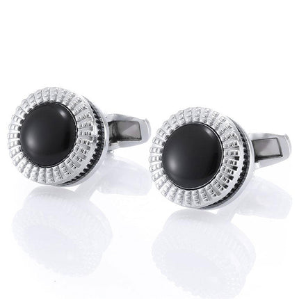 Round Silver And Black Two-Tone Cufflinks Cufflink sweetearing  Tuxedos, Formalwear, Wedding suits, Business suits, Slim-fit suits, Classic suits, Black-tie attire, Dinner jackets, Prom suits