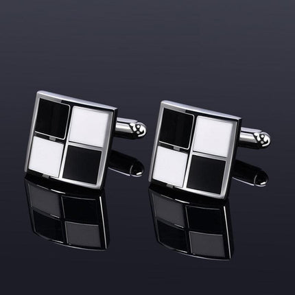 Black and White Checkered Inlaid Cufflinks Cufflink sweetearing Silver Tuxedos, Formalwear, Wedding suits, Business suits, Slim-fit suits, Classic suits, Black-tie attire, Dinner jackets, Prom suits