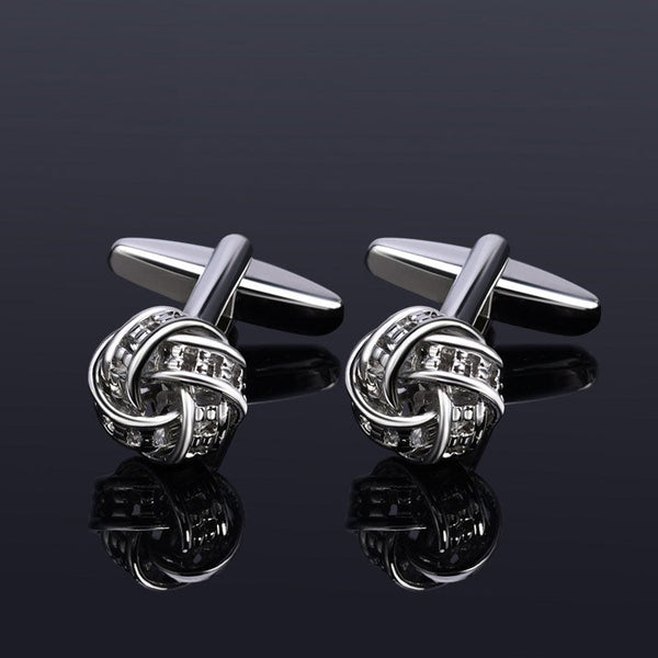 Diamond-set Metal Knotted Cufflinks Cufflink sweetearing Silver Tuxedos, Formalwear, Wedding suits, Business suits, Slim-fit suits, Classic suits, Black-tie attire, Dinner jackets, Prom suits