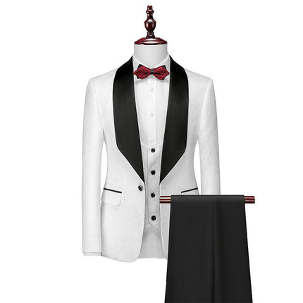 Men's Shawl Collar Floral Suit 3-Piece Tuxedo Tuxedo sweetearing White44R Tuxedos, Formalwear, Wedding suits, Business suits, Slim-fit suits, Classic suits, Black-tie attire, Dinner jackets, Prom suits