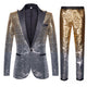 Men's 2-Piece Closure Collar Gradient Sequin Tuxedo 7 Color 2 Pieces Suit sweetearing GoldSliverXXXL Tuxedos, Formalwear, Wedding suits, Business suits, Slim-fit suits, Classic suits, Black-tie attire, Dinner jackets, Prom suits