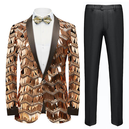 Men's Fashion Tuxedo Jacket Tassels Sequin Rose Gold Tuxedo sweetearing Gold48R Tuxedos, Formalwear, Wedding suits, Business suits, Slim-fit suits, Classic suits, Black-tie attire, Dinner jackets, Prom suits