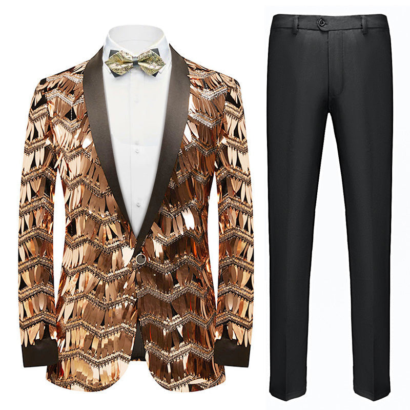 Men's Fashion Tuxedo Jacket Tassels Sequin Rose Gold sweetearing Men's Fashion Tuxedo Jacket Tassels Sequin Rose Gold sweetearing