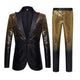 Men's 2-Piece Closure Collar Gradient Sequin Tuxedo 7 Color 2 Pieces Suit sweetearing GoldBlackXXXL Tuxedos, Formalwear, Wedding suits, Business suits, Slim-fit suits, Classic suits, Black-tie attire, Dinner jackets, Prom suits