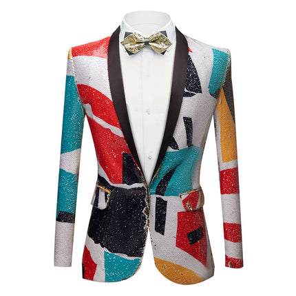 Men's Fashion Graffiti Blazer Sequined Embroidered Jacket 2 style Tuxedo sweetearing Colour48R Tuxedos, Formalwear, Wedding suits, Business suits, Slim-fit suits, Classic suits, Black-tie attire, Dinner jackets, Prom suits